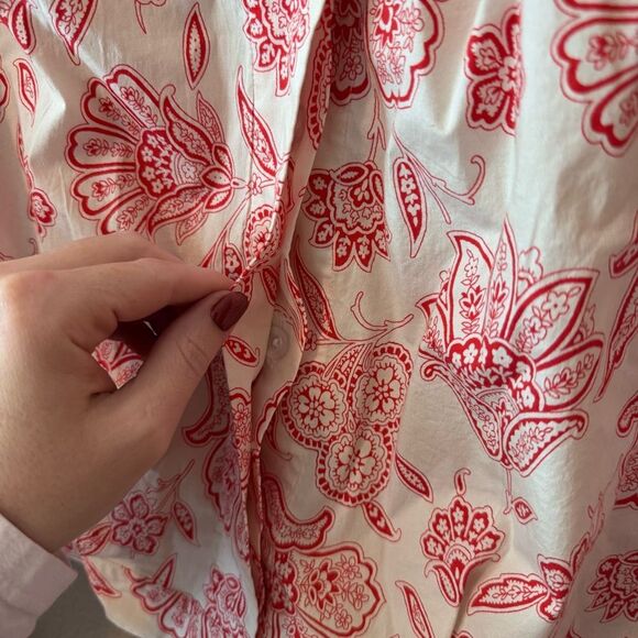 Saunders Collective- Red & White Frederique Crop Top Dolman Long Sleeve, Size 14 - Picture 8 of 15